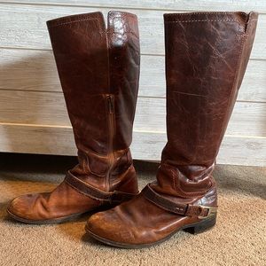 brown leather riding boots